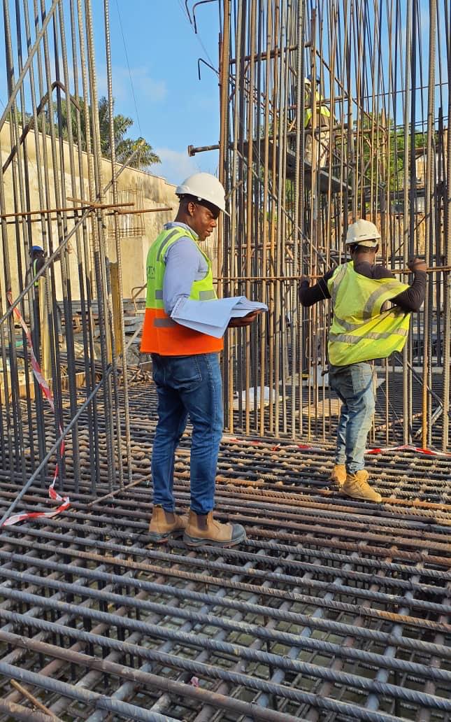 General arrangement of rebars for basement construction